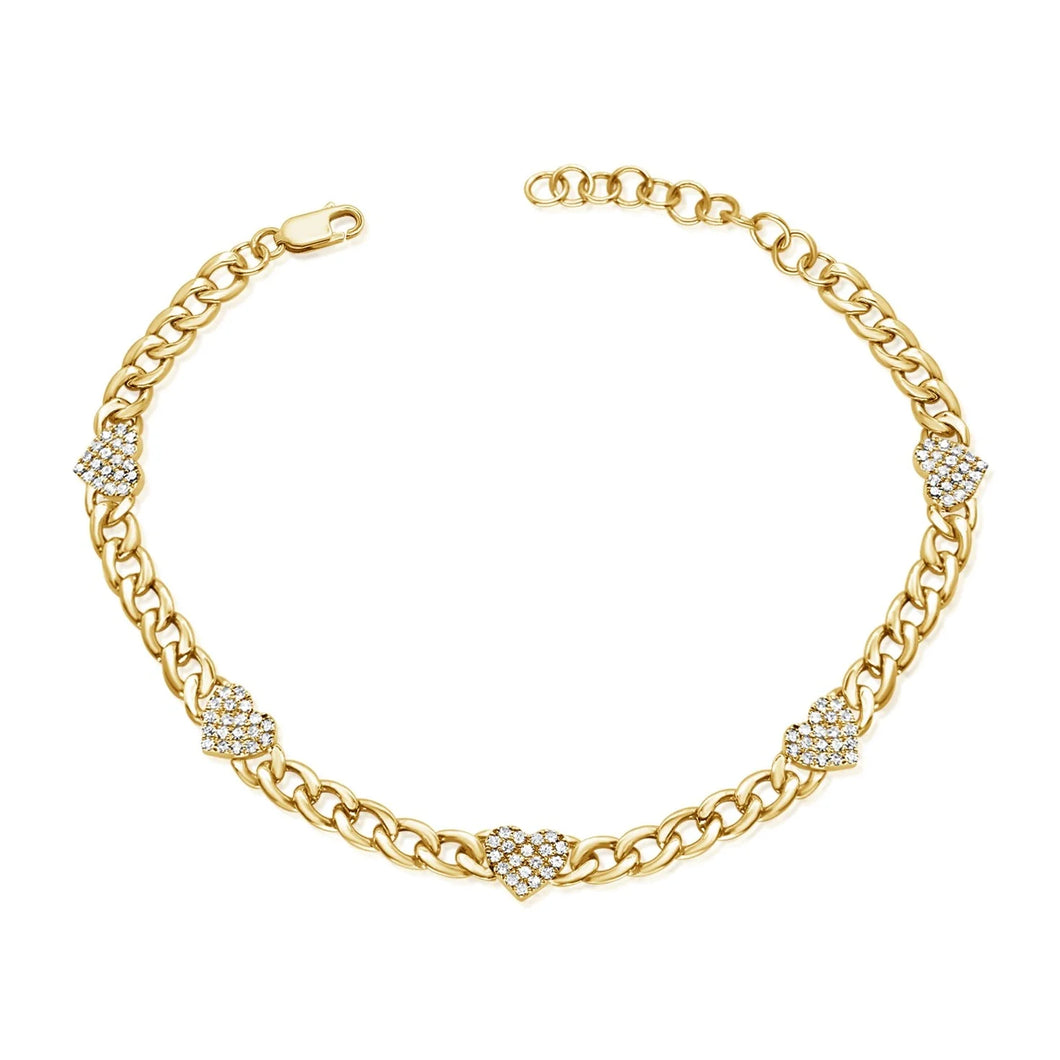 14K Yellow Gold and Diamond Large Per Shape Bracelet