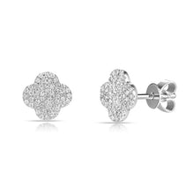 Load image into Gallery viewer, 14K White Gold Diamond Clover Studs
