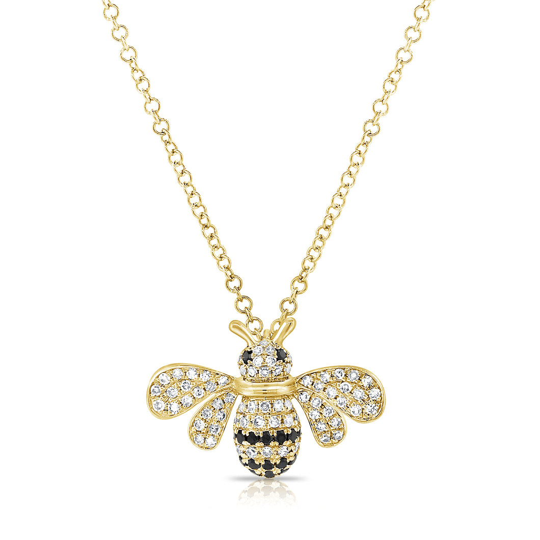 14K Gold Diamond Bee Necklace