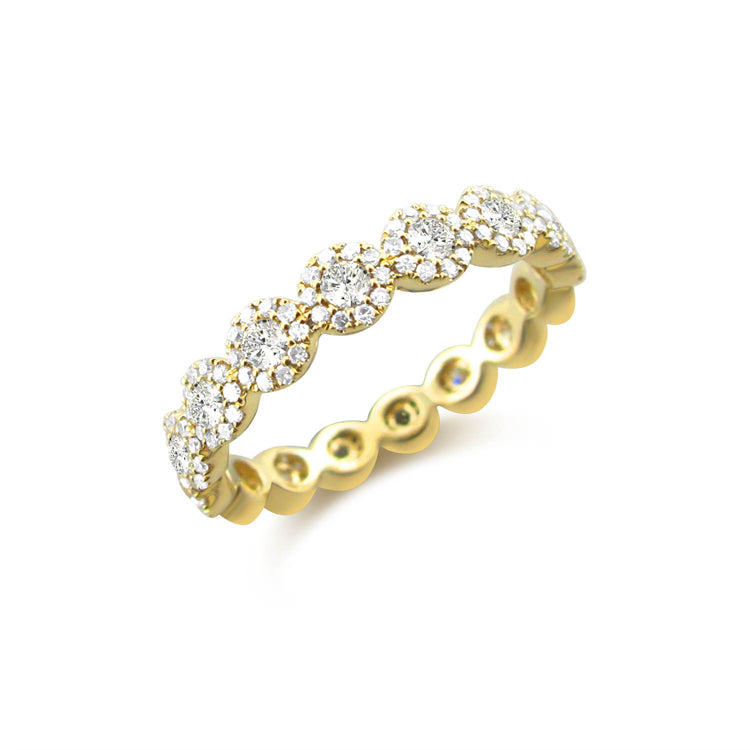 14K Gold Circle Diamond and Pave Ring