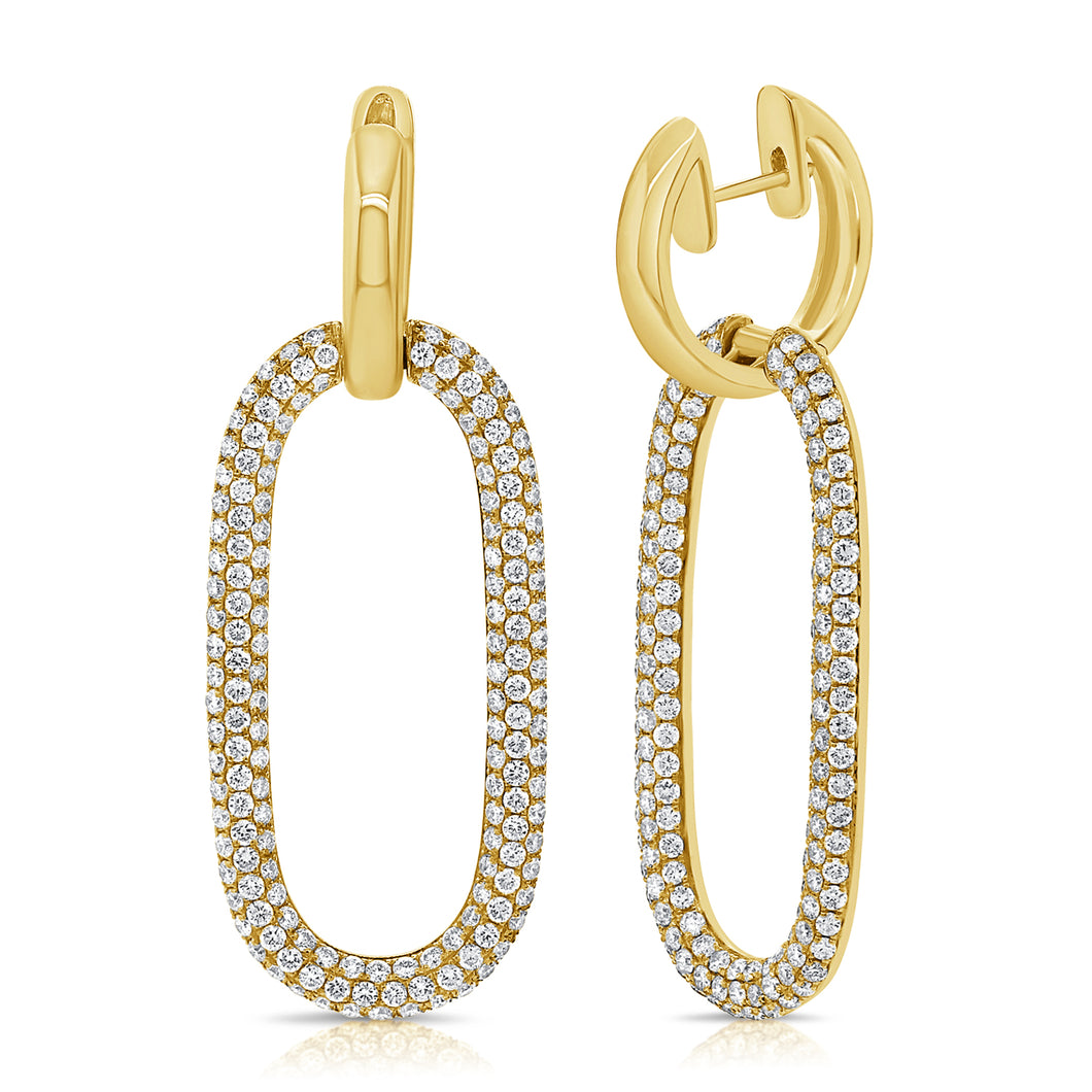 14K Yellow Gold Diamond Link Drop Earrings