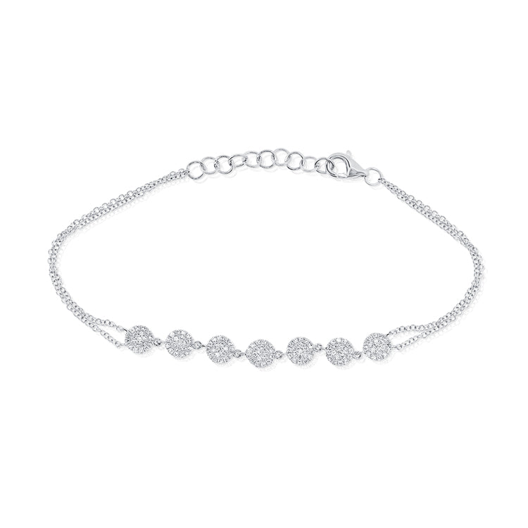 14k White Gold Diamond Circle Bracelet