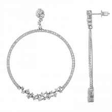 Load image into Gallery viewer, 14K White Gold Diamond Circle Drop Earrings
