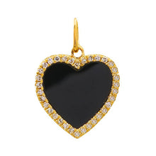 Load image into Gallery viewer, 14K Yellow Gold Diamond Onyx Small Heart Charm
