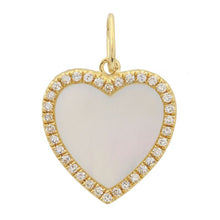 Load image into Gallery viewer, 14K Yellow Gold Diamond Mother of Pearl Small Heart Charm
