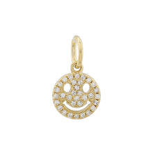 Load image into Gallery viewer, 14K Yellow Gold Diamond Small Smiley Face Charm
