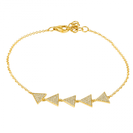 14K Gold Diamond Triangles Bracelet