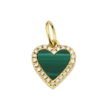 Load image into Gallery viewer, 14K Yellow Gold Malachite Extra Small Heart Charm
