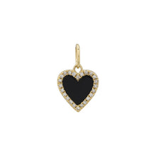 Load image into Gallery viewer, 14K Yellow Gold and Diamond Extra Small Onyx Heart Charm
