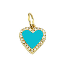 Load image into Gallery viewer, 14K Yellow Gold Turquoise Small Heart Charm
