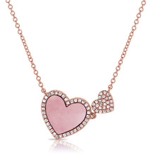 Load image into Gallery viewer, 14K Gold Pink Opal Double Heart Necklace
