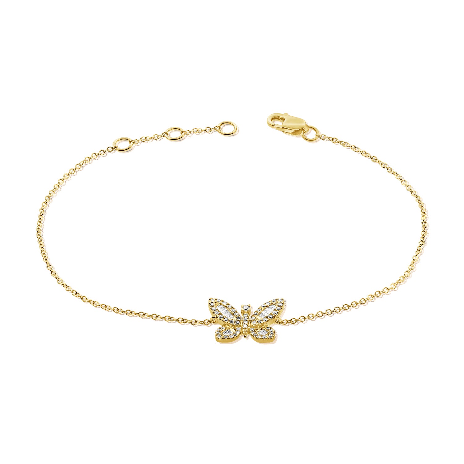 14K Gold Diamond Baguette Butterfly Bracelet – PMT