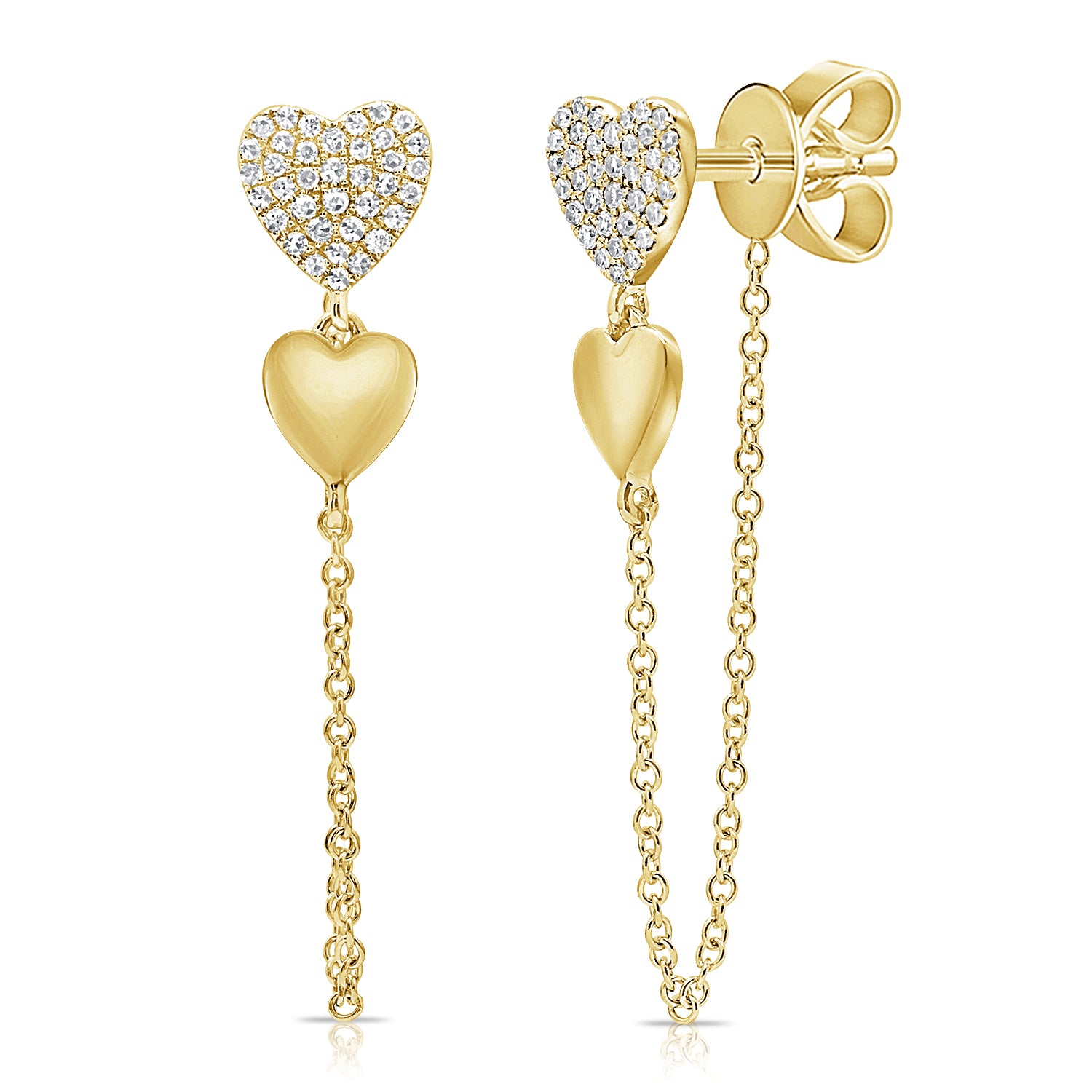 Double cheapest heart earring 14k solid gold