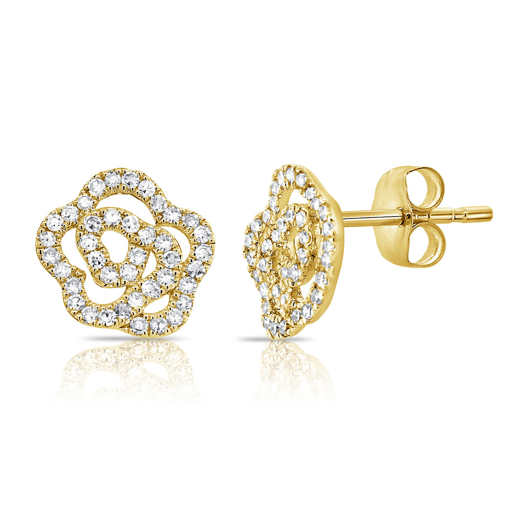 14K Gold Diamond Small Flower Studs