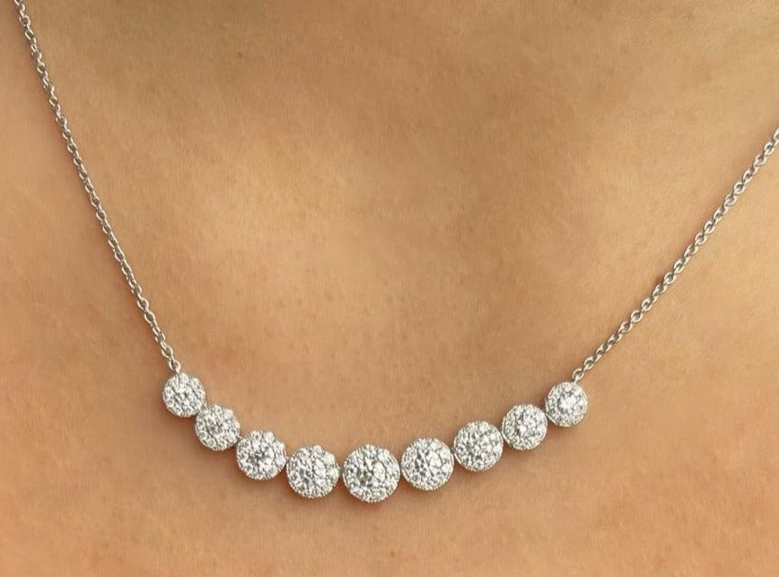 18K White Gold Multi Diamond Necklace